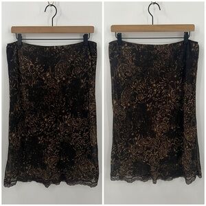 Vintage Y2K Biyaycda brown floral fairy whimsi goth midi skirt